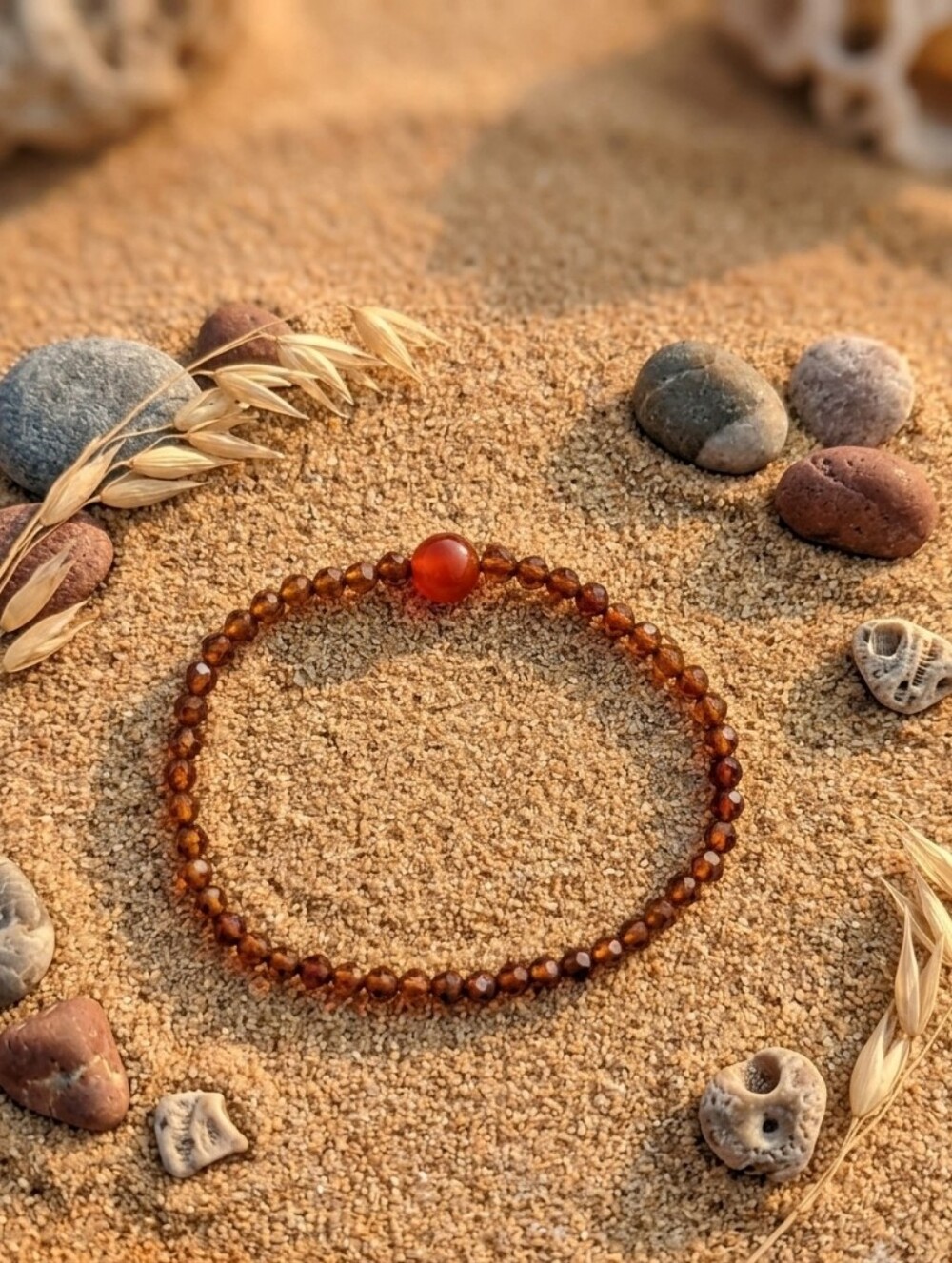 Hessonite Garnet/Agate Bracelet